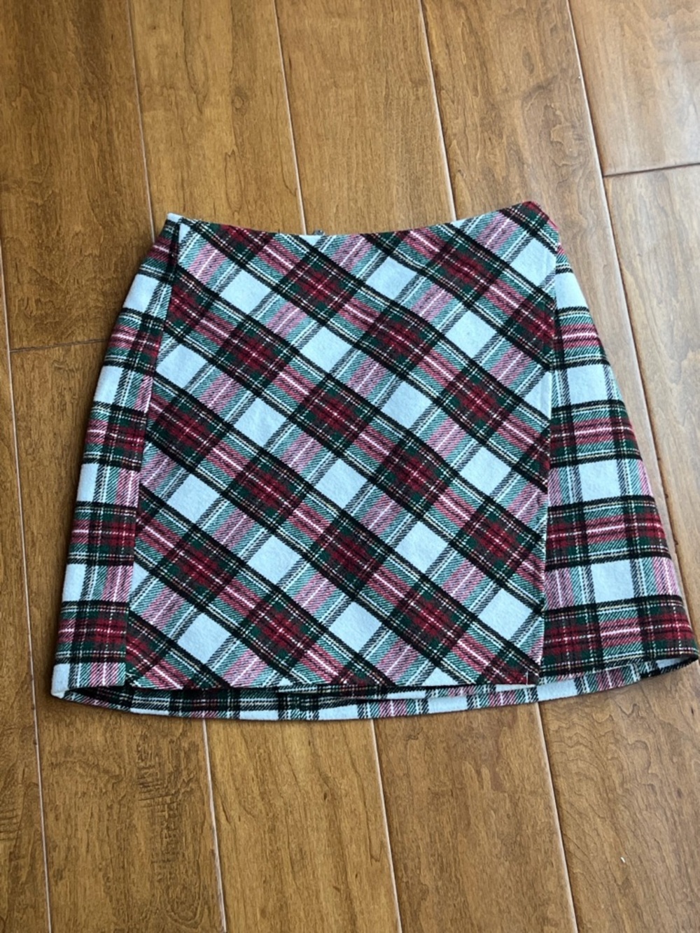 Hollister Plaid Mini Skirt in Light Blue and Red